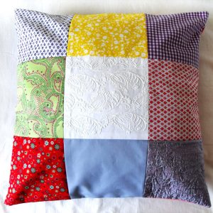 Handmade cushion Summer patchwork design full front