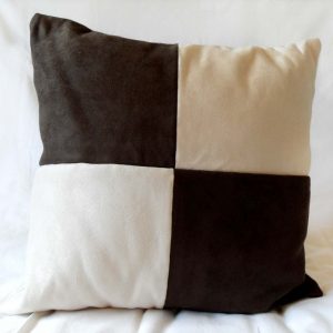 Handmade cushion Chocolate chequers full front
