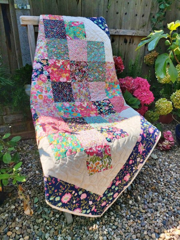 Handmade quilt Floral hopscotch design full front