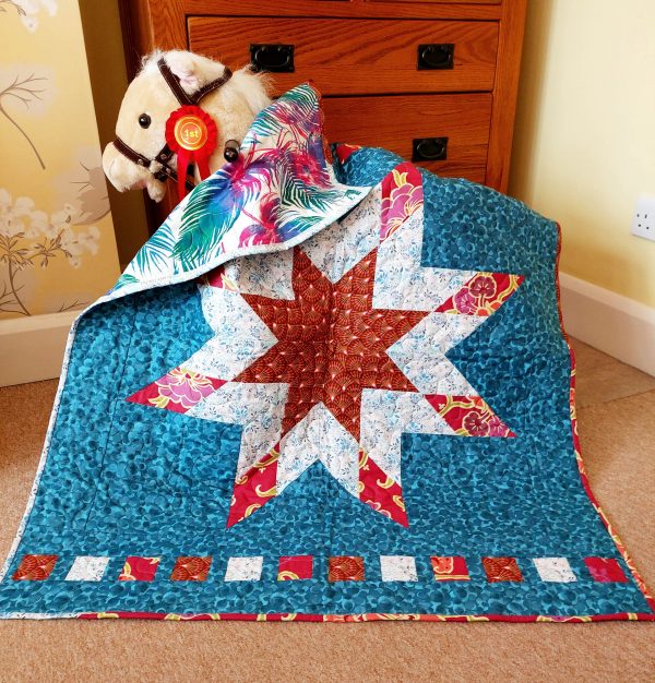 Handmade quilt Little star blue cot quilt