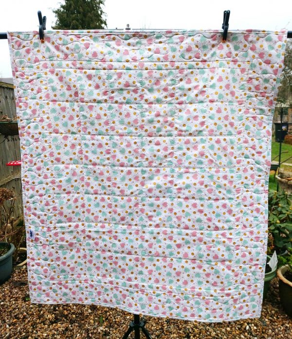Handmade quilt With all my heart cot quilt design full back
