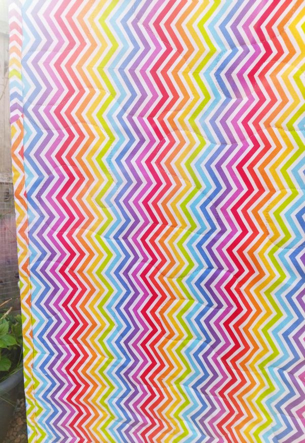 Handmade quilt Rainbow drops design pattern close-up back