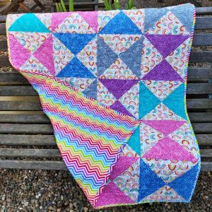 Handmade quilt Rainbow drops design full front